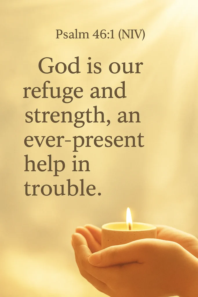 Prayers After a Car Accident image by Inspire Verses with Psalm 46:1 text — “God is our refuge and strength, an ever-present help in trouble.”